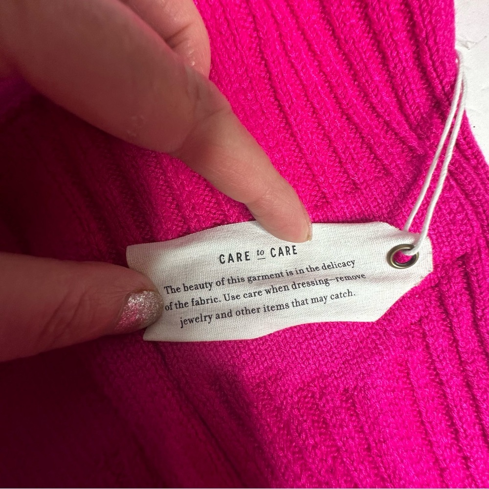 NEW Hot Pink Anthropologie Turtleneck Sweater Dress m - Picture 16 of 16